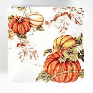 Grace's Teaware Pumpkin Vine Square Salad Plate Thanksgiving Harvest Fall
